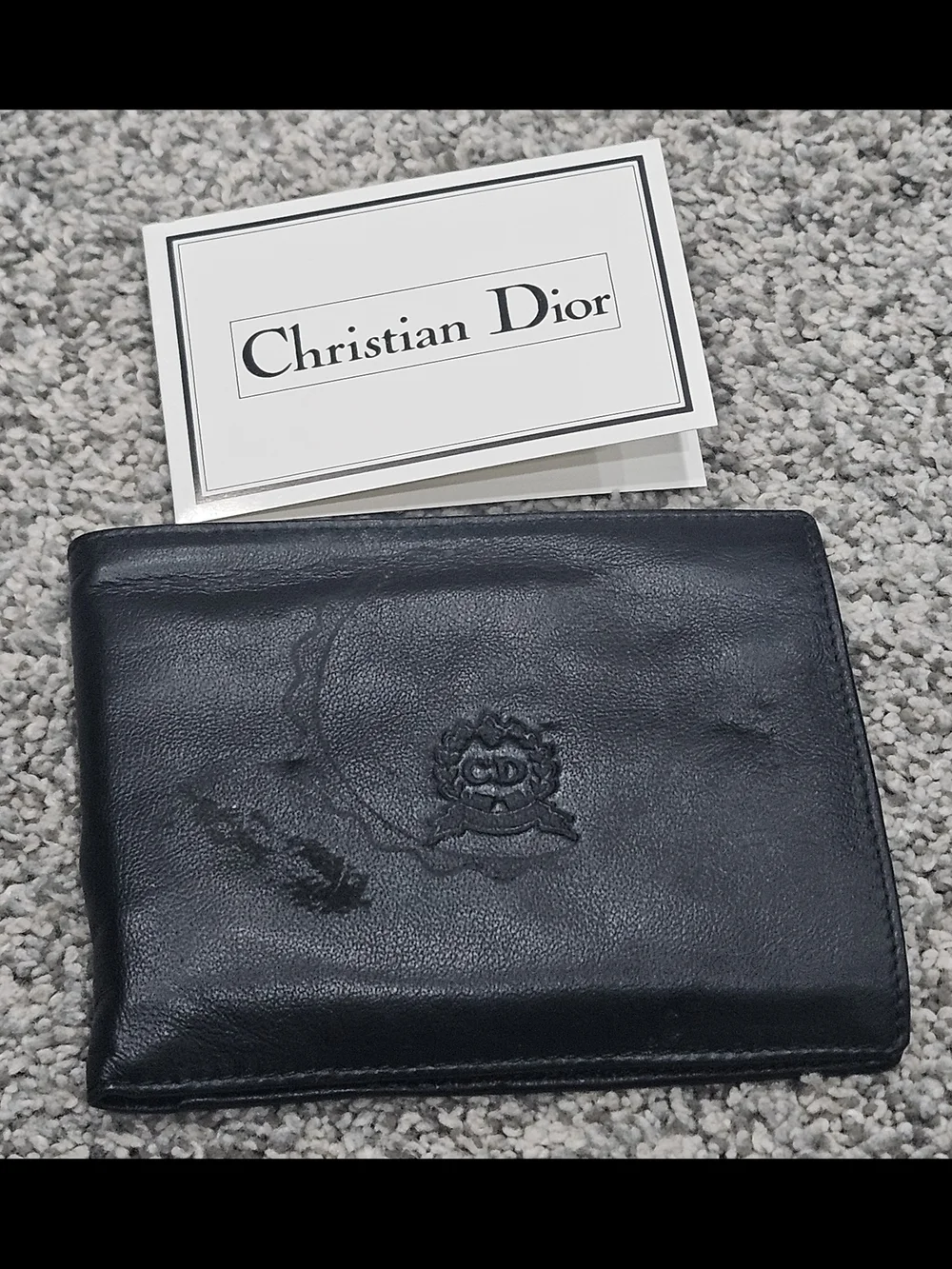 Dior Black Leather Bi-Fold Wallet with Card Slots
